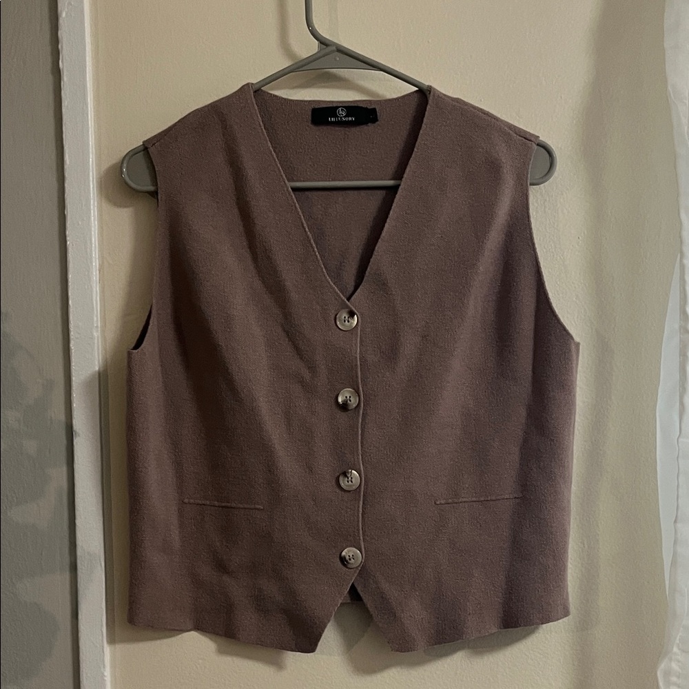 Brown Button-Up Sweater Vest